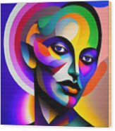 Colourful Abstract Portrait - 12 Wood Print