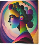 Colourful Abstract Portrait - 14 Wood Print