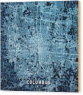 Columbus Ohio 3d Render Map Blue Top View Sept 2019 Wood Print