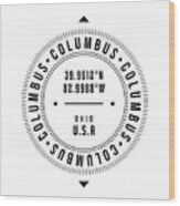 Columbus, Ohio, Usa - 1 - City Coordinates Typography Print - Classic, Minimal Wood Print