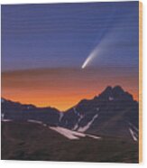 Comet Neowise Over The Citadel Wood Print