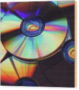 Compact Disks Wood Print