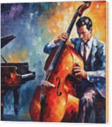 Contrabass Player Painting Wood Print