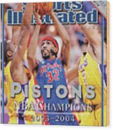2004 Detroit Pistons Nba Championship Commemorative Issue Cover Wood Print