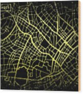 Copenhagen Map In Gold And Black Wood Print
