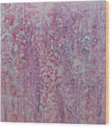 Coral Bells Flowers Abstract In Pink Purple Aqua Blue Wood Print