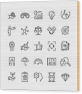 Core Values Related Vector Line Icons Wood Print