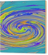 Cosmos4 Iwarp Swirl Bright Blue Digital Abstract Original Fine Art Work Wood Print