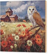 Country Barn Owl Wood Print