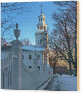 Country Church In Winter - Bennington, Vermont Wood Print