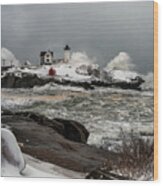 Crashing The Nubble Wood Print