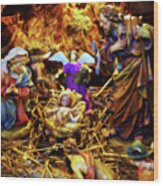 Creche Nativity Figures - Orton Effect Wood Print