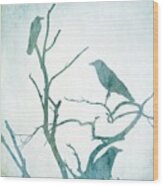 Crow Birds On Tree Bird 93 Wood Print