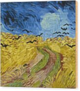 Crows In The Wheatfield Wood Print