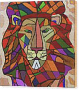 Cubist African, Lion, Panthera Leo,  Generative Ai Wood Print