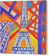 Cubist Eiffel Wood Print