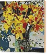 Cubistic Daffodils Wood Print