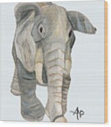 Cuddly Elephant Wood Print