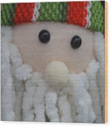 Cuddly Toy Cartoon Santa Claus / Father Christmas, Dreadlocks White-beard, Wood Print
