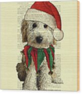 Cute Labradoodle Christmas Artwork Wood Print