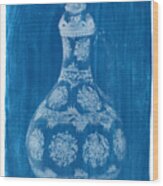 Cyanotype Photo Of A Plant - Dreaded, Pierre Joseph The Roses By Pj Redoute, Painter Of Flowers, Wood Print