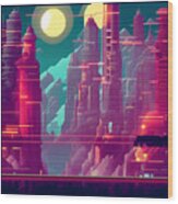 Cyber City Wood Print