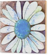 Daisy In Brown And Blue Wood Print