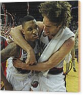 Damian Lillard And Robin Lopez Wood Print