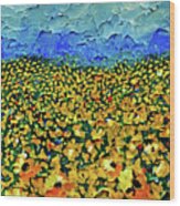Dancing Sunflowers- Art By Linda Woods Wood Print
