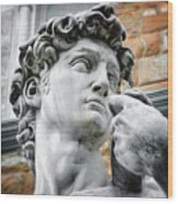 David By Michelangelo Florence Italy Face Detail Wood Print