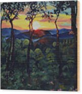 Davids Sunset - Ellijay - North Ga Mountains Wood Print