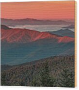Dawn's Early Light From Clingman's Dome Wood Print