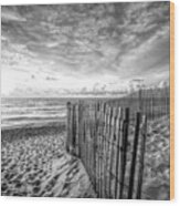 Daybreak On The Dunes Black And White In Square Wood Print