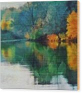 Deep Fall On The Lake Wood Print