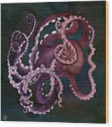 Deep Sea Purple Octopus Wood Print