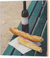 Wine And Bread Wood Print