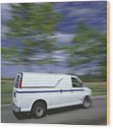 Delivery Van Travelling On Country Road Wood Print