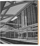 Denver Light Rail Platform At Union Station Wood Print