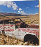 Derelict Buick Roadmaster, Death Valley, Calif Wood Print