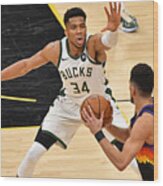 Devin Booker And Giannis Antetokounmpo Wood Print