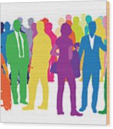 Diverse Crowd Of Multicoloured People Wood Print