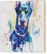 Doberman Dog Head Wood Print