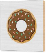 Donut Flat Design Dessert Icon Wood Print