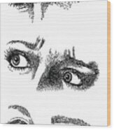 Doodles. Expressive Eyes Wood Print