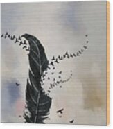 Feather Crows Wood Print