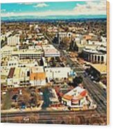Downtown Modesto, California - Aerial Wood Print