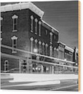 Downtown Rogers Arkansas At Dusk - Black And White Edition Wood Print