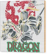 Dragon Knight Riding Horse Wood Print