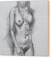 Drawing  Nude Girl #201112 Wood Print