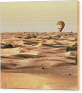 Dubai Uae - Sand Dunes Sunset Wood Print